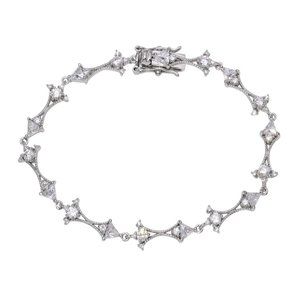 Silver 925 Rhodium Plated CZ Tennis Link Bracelet 7 inches